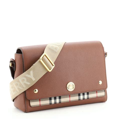 burberry note crossbody leather bag natural tan|Burberry note bag.